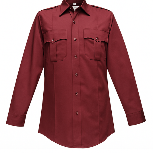 Long Sleeve Maroon Oxford Shirt